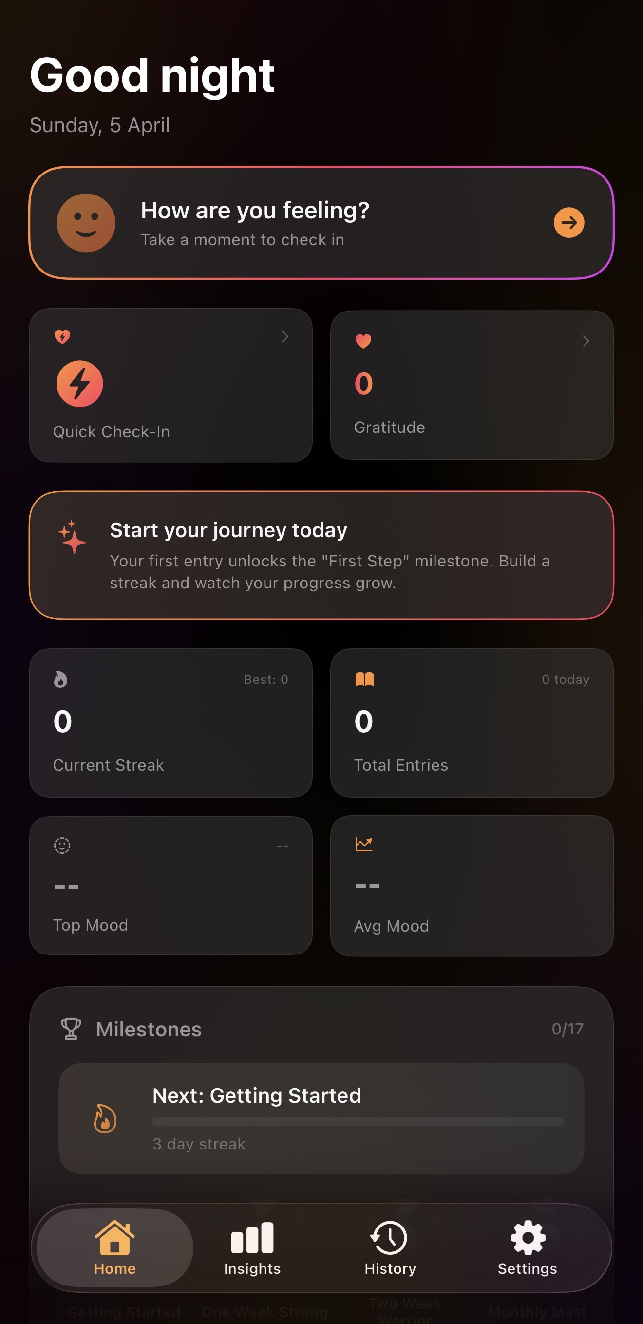 Serenity AI Journal App Screenshot